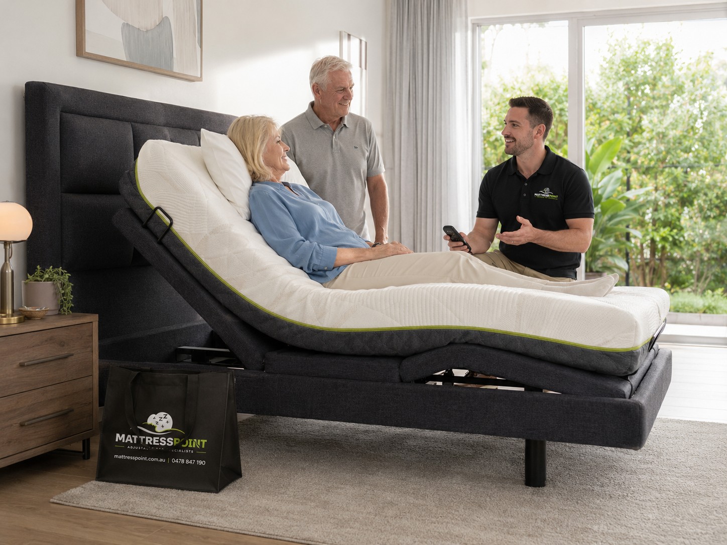 Mattress Point adjustable bed and mattress set up inside a Sydney home